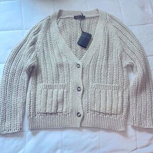 NWT Metallic Open-Knit Cardigan